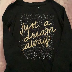 Black long sleeve with gold writing